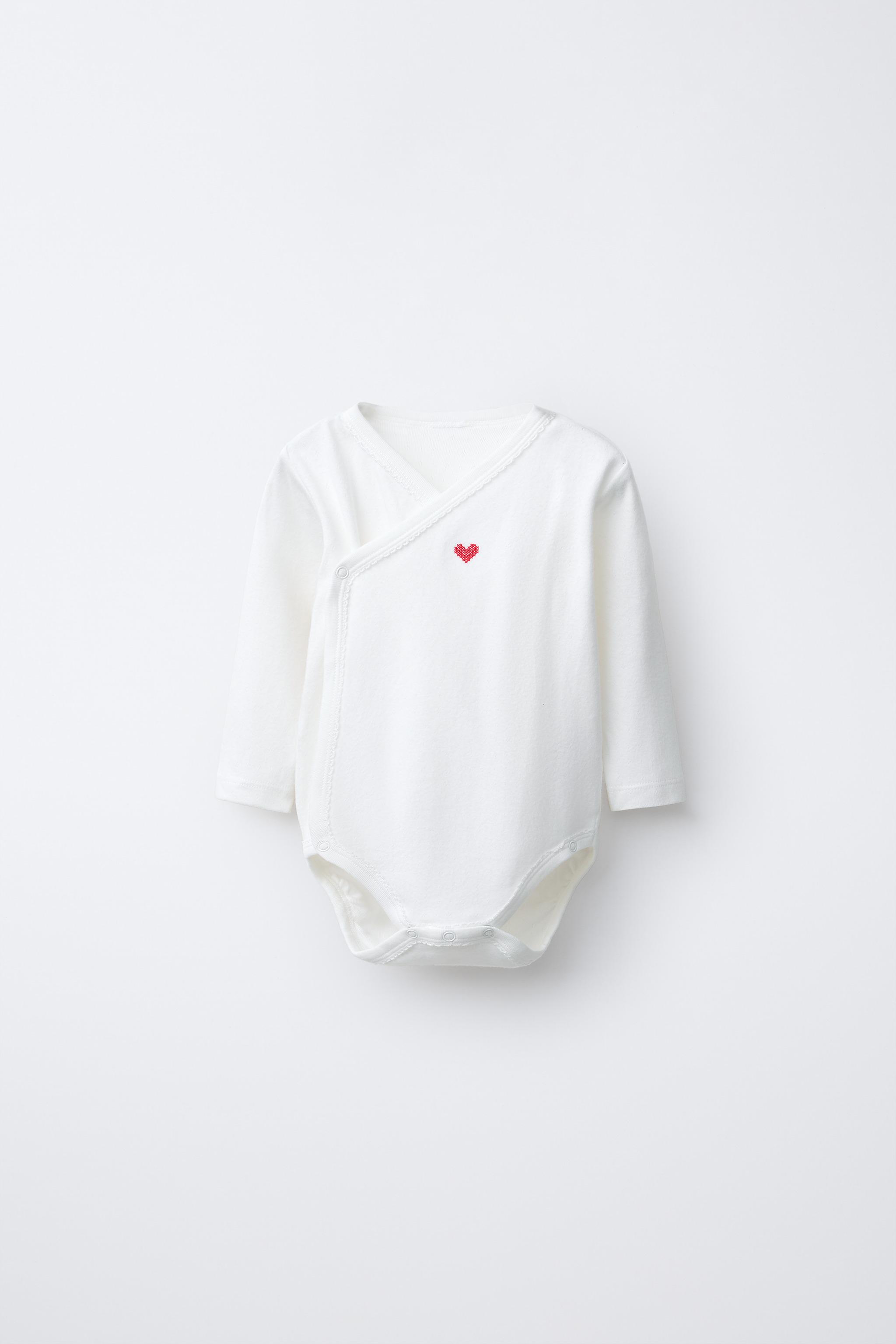 THREE-PACK OF HEART-PRINT KIMONO-COLLAR BODYSUITS